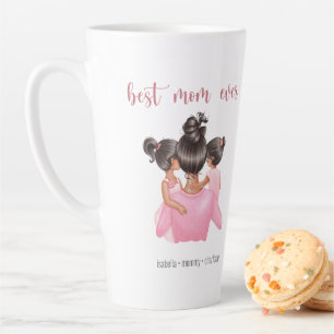 Watercolor Pink Best Mom Ever Personalized Latte Mug