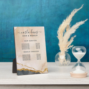 Watercolor Pink Black Gold Salon Price Menu Plaque