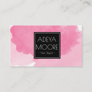 Watercolor Pink & Black Ultra Modern Business Card