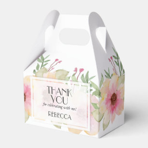 Watercolor Pink Blossoms Thank You  Favour Box