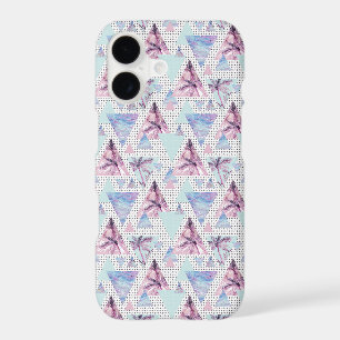 Watercolor Pink & Blue Palm Tree Pattern