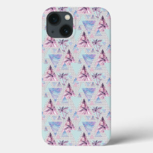Watercolor Pink & Blue Palm Tree Pattern iPhone 13 Case