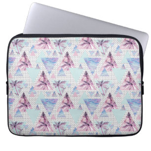 Watercolor Pink & Blue Palm Tree Pattern Laptop Sleeve