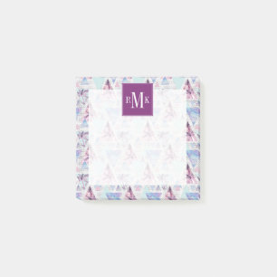 Watercolor Pink & Blue Palm Tree Pattern Post-it Notes