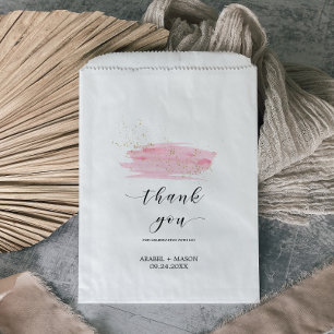 Watercolor Pink Blush and Gold Sparkle Wedding Favour Bags