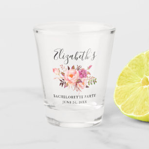 Watercolor Pink Blush Floral Bachelorette Party Shot Glass