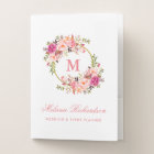 Watercolor Pink Blush Floral Gold Monogram