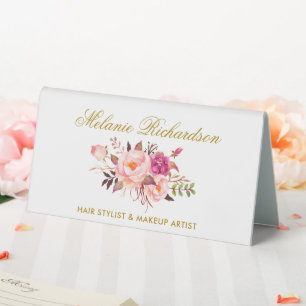 Watercolor Pink Blush Floral Gold Name Sign