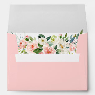 Watercolor Pink Blush Floral Greenery Envelope