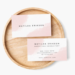 Watercolor Pink Blush Minimalist Modern Scandi Business Card