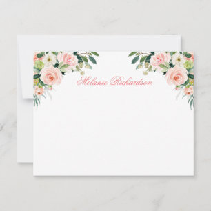 Watercolor Pink Blush White Floral Personalised Card