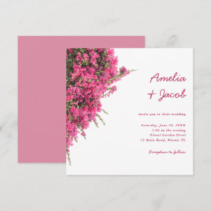 Watercolor Pink Bougainvillea Romantic Wedding Invitation