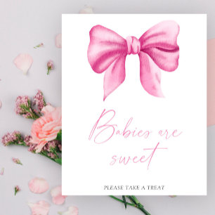 Watercolor pink bow - babies are sweet poster