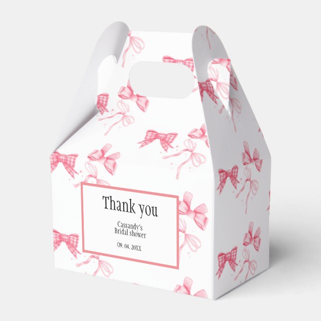 Watercolor Pink Bow Bachelorette Party Favour Box (Front Side)