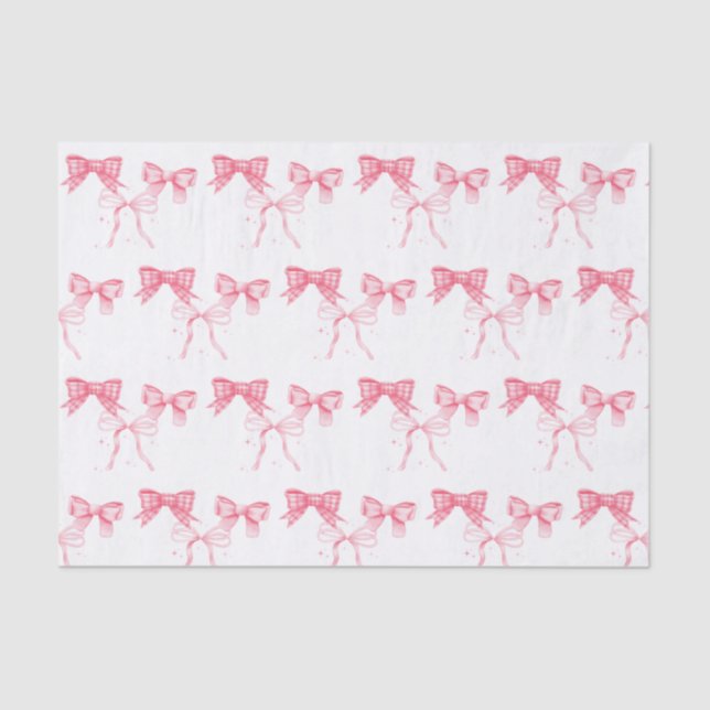 Watercolor Pink Bow Bachelorette Party Tissue Paper (Front)