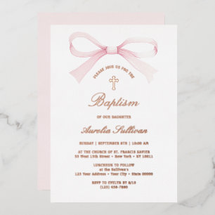 Watercolor Pink Bow Baptism