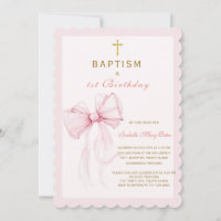 Watercolor Pink Bow Baptism and Birthday
