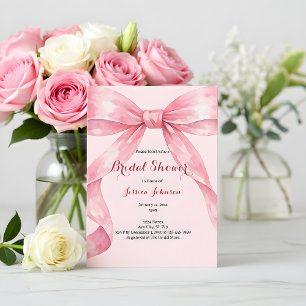 Watercolor Pink Bow Bridal Shower Invitation