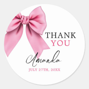 Watercolor Pink Bow Chic Sweet 16 Birthday Classic Round Sticker
