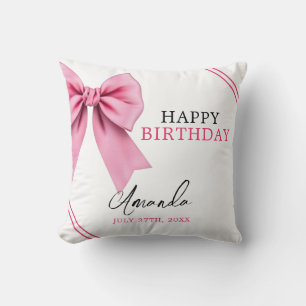 Watercolor Pink Bow Chic Sweet 16 Birthday Cushion