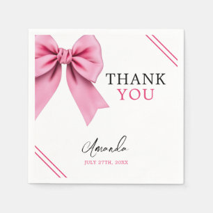 Watercolor Pink Bow Chic Sweet 16 Birthday Napkin