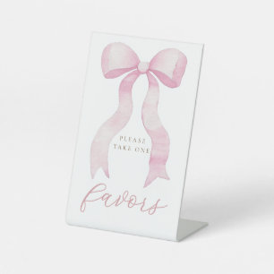 watercolor pink bow favours pedestal sign