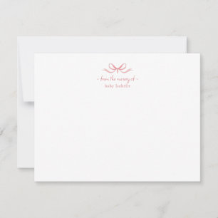 Watercolor Pink Bow gingham Baby girl  Thank You Card