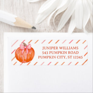 Watercolor Pink Bow Pumpkin Stripes Baby Shower