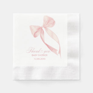 Watercolor Pink  Bow Ribbon Girl baby shower Napkin