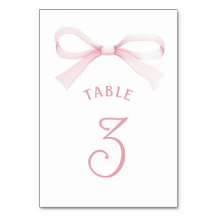 Watercolor Pink Bow Table Number