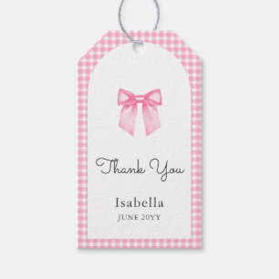 Watercolor Pink Bow Thank You Baby Shower Gift Tags