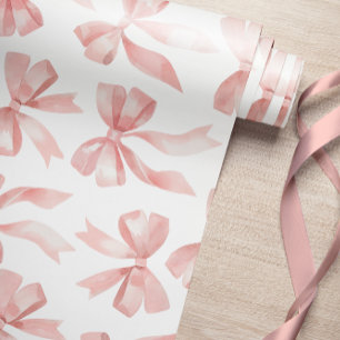 Watercolor Pink Bow Wrapping Paper