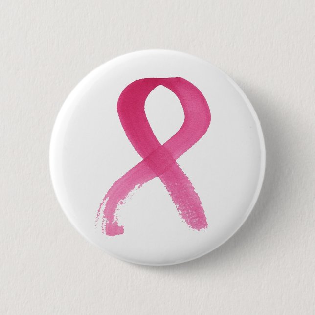 Watercolor Pink Breast Cancer Ribbon Buttons (Front)