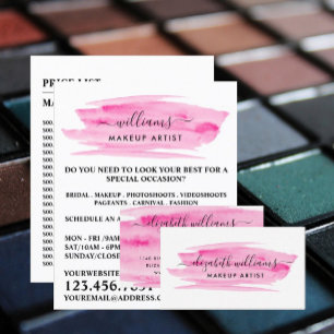 Watercolor Pink Brushstroke Makeup Artist Flyer