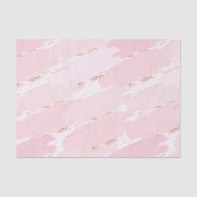 Watercolor Pink Brushstrokes with Rose Gold Foil Tissue Paper (Front)