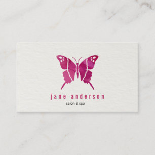 Watercolor Pink Butterfly Business Card