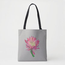 Watercolor Pink Cactus Flower Print Bag