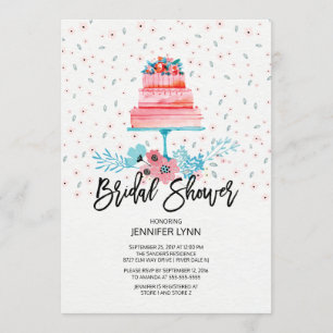 Watercolor Pink Cake Bridal Shower Invitation