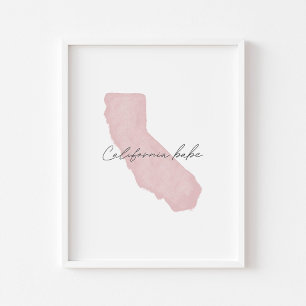 Watercolor Pink California babe print