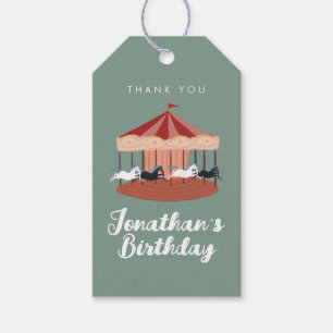 Watercolor pink Carousel Birthday Thank you Gift Tags
