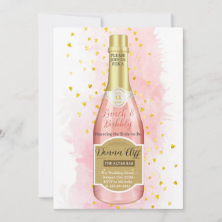 Watercolor Pink Champagne Bubbly Shower Invitation