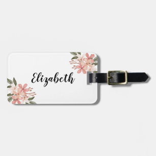 Watercolor Pink Cheery Botanical Personalised Luggage Tag