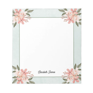 Watercolor Pink Cheery Botanical Personalised Notepad