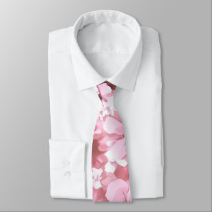 Watercolor Pink Cherry Blossoms Pattern Tie