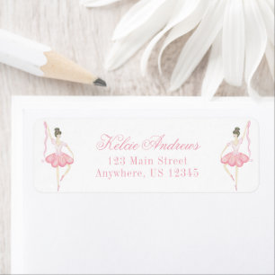 Watercolor Pink Christmas Ballerina Address