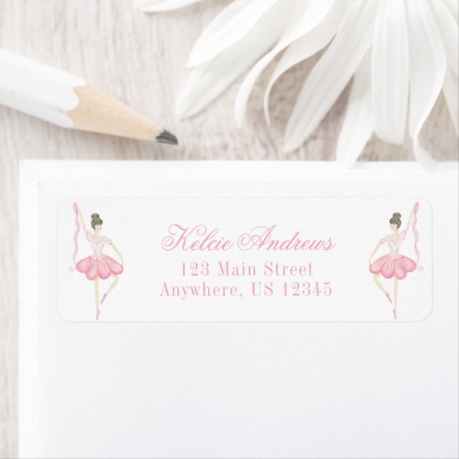 Watercolor Pink Christmas Ballerina Address (Insitu)