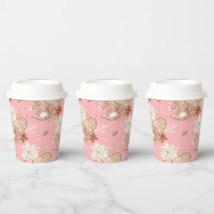 Watercolor Pink Christmas Cookies & Snowflakes Paper Cups