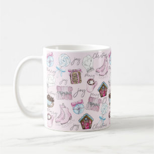 Watercolor Pink Christmas Cute Girly Coffee Mug