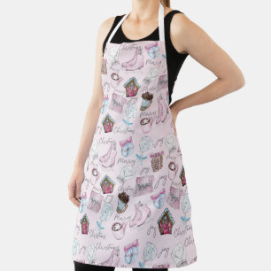 Watercolor Pink Christmas Girly Cute Apron