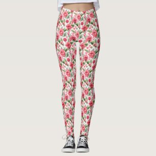Watercolor Pink Christmas Leggings